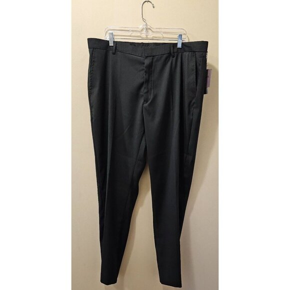 NWT Men's Vittorino Black Pants‎ Slim Fit 42 x 32 White Pin-Striped - Picture 1 of 5
